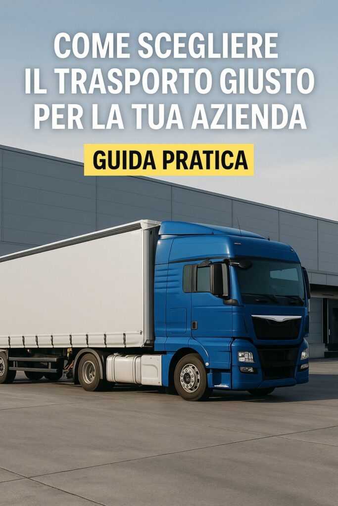 Camion moderno parcheggiato in un’area industriale, simbolo di trasporto merci affidabile per aziende